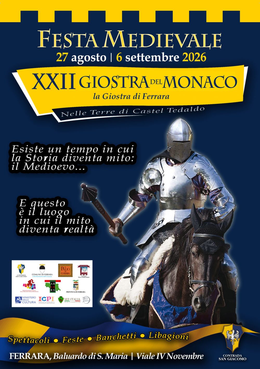 Festa Medievale 2026 a Ferrara: torna la XXII Giostra del Monaco dal 27 agosto al 6 settembre