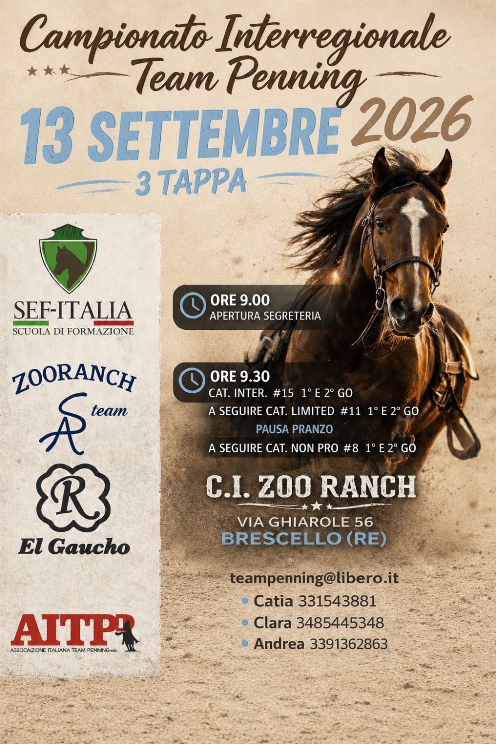 Campionato Interregionale Team Penning: 13 settembre 2026